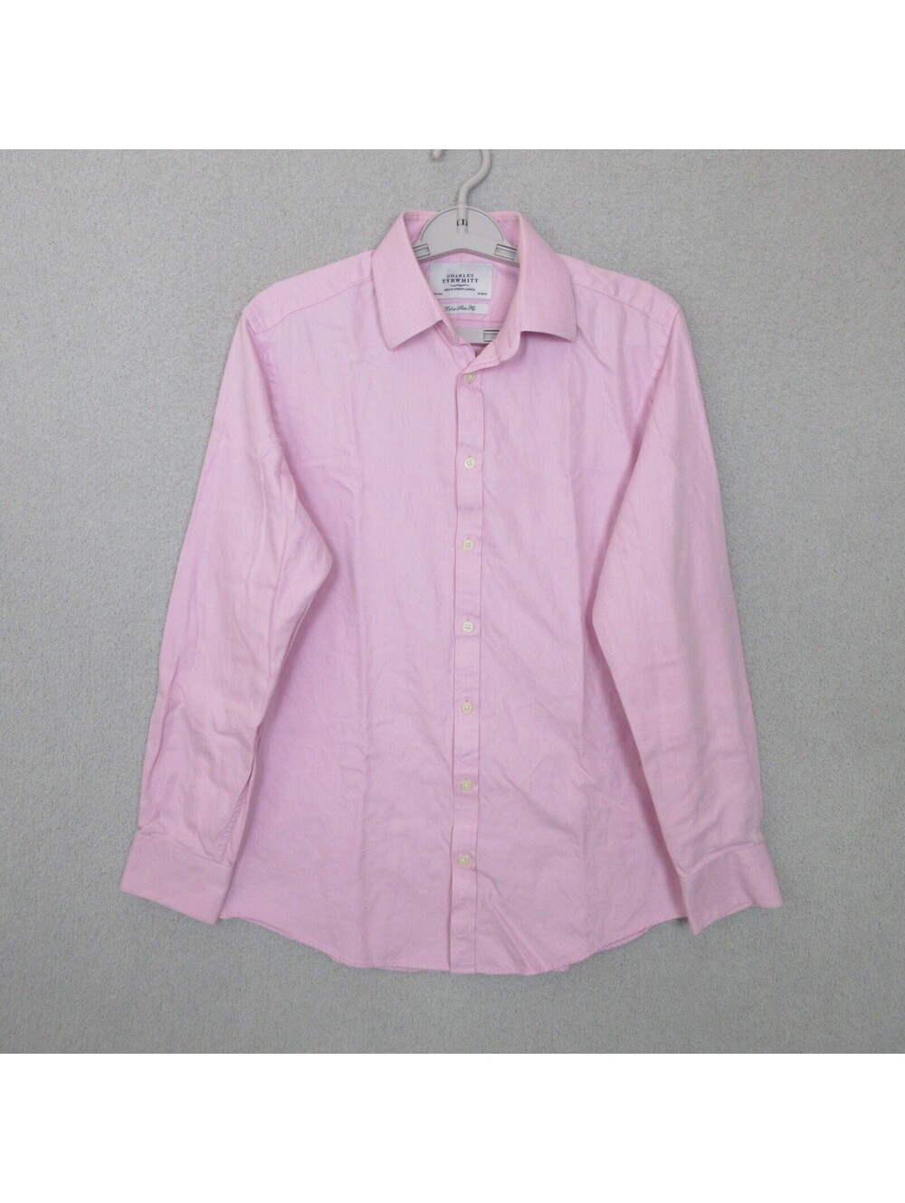 Charles Tyrwhitt Dress Shirt Men 15.5 34 Extra Slim Fit Pink Striped Classic